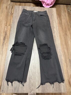 VERVET BY FLYING MONKEY Black Distressed Wide-Leg Jeans